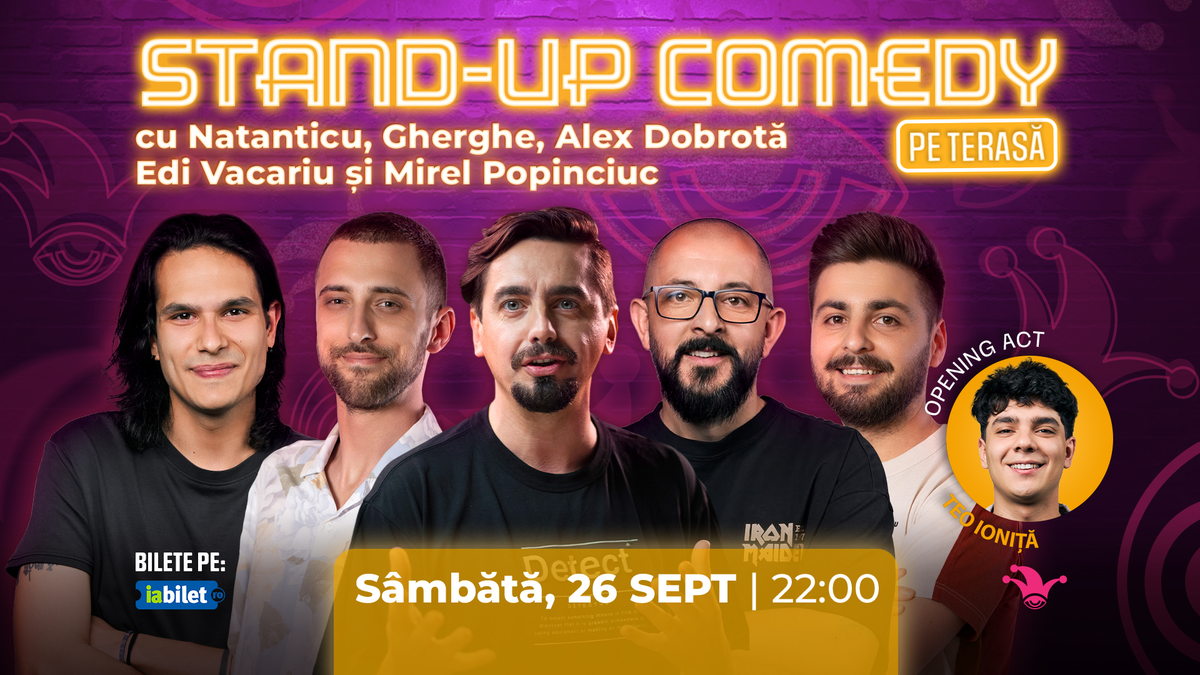 The Fool Terasa: Stand-up comedy cu Natanticu, Alex Dobrota, Gherghe, Edi Vacariu și Mirel Popinciuc