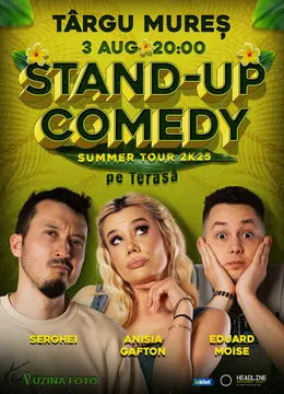 Târgu Mureș: Stand-Up Comedy pe terasă cu Anisia Gafton, Serghei și Eduard Moise