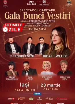 Iași: Ribale Wehbe & 3 Tenori Ieșeni la Gala Bunei Vestiri, spectacol caritabil