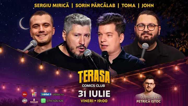 Stand-up cu Toma, Sorin Pârcălab, Mirică și John pe Terasa ComicsClub!