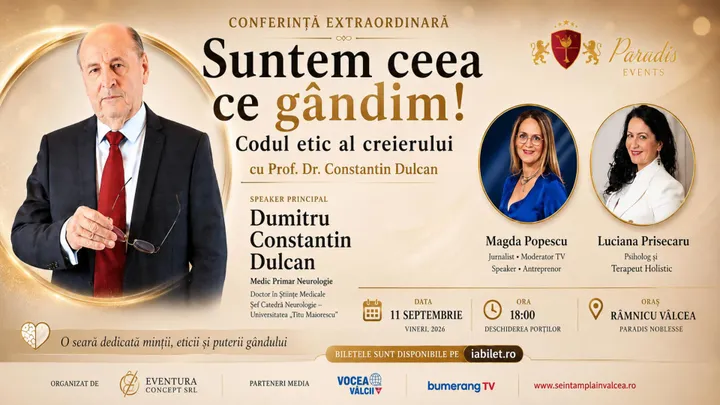 Râmnicu Vâlcea: Conferință extraordinară cu Prof. Dr. Constantin Dulcan