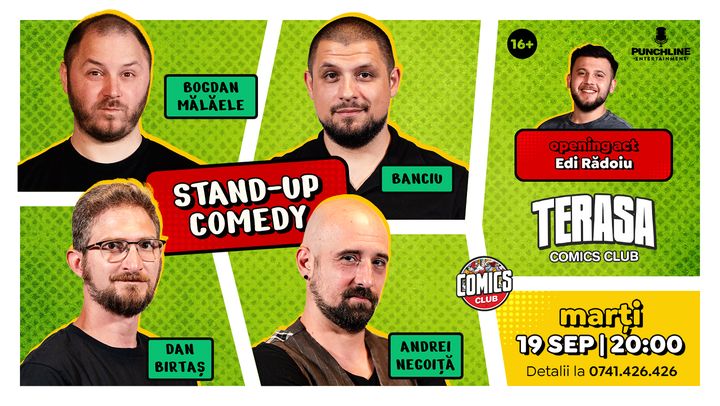 Stand-up cu Mălăele, Banciu, Negoiță și Britaș pe Terasa ComicsClub!
