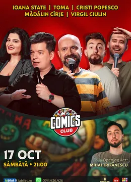 Stand-up cu Cristi Popesco, Toma, Mădălin Cîrje, Ioana State și Virgil la ComicsClub!
