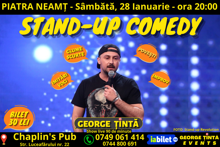 Piatra Neamt: Stand-up Comedy cu George Țintă @ Chaplin's Pub