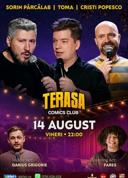 Stand-up cu Cristi Popesco, Toma, Sorin Pârcălab și Darius pe Terasa ComicsClub!