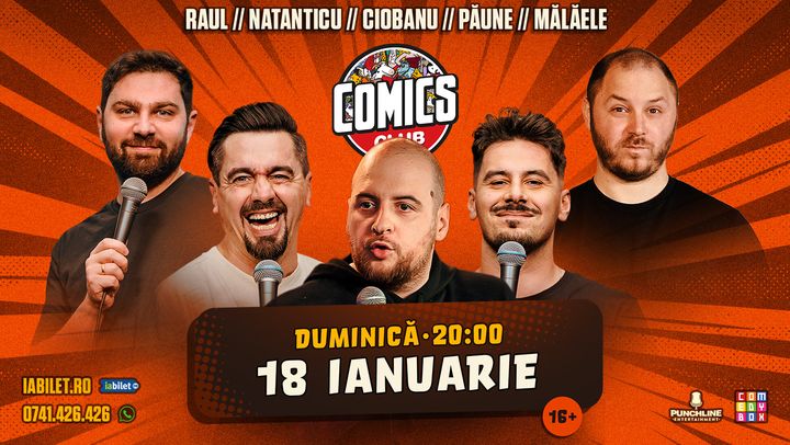 Stand-up cu Natanticu, Andrei Ciobanu, Raul Gheba și Bogdan Mălăele la ComicsClub!