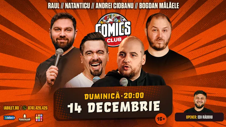 Stand-up cu Natanticu, Andrei Ciobanu, Raul Gheba și Bogdan Mălăele ComicsClub!