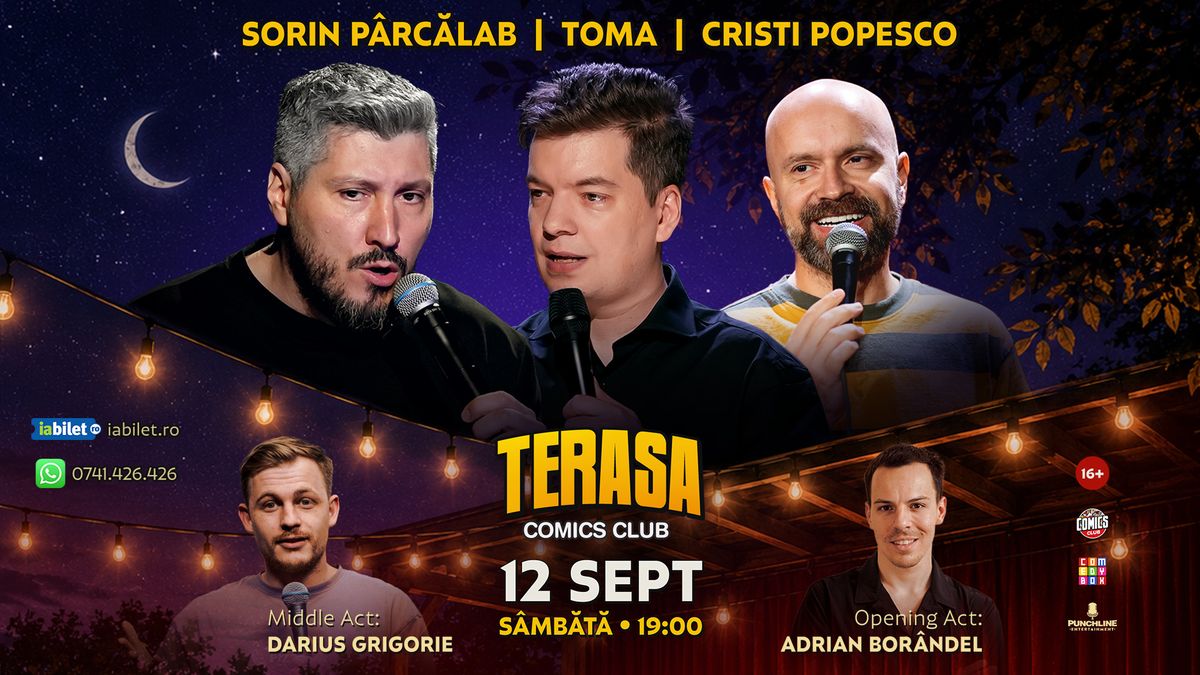 Stand-up cu Cristi Popesco, Toma, Sorin Pârcălab și Darius pe Terasa ComicsClub!