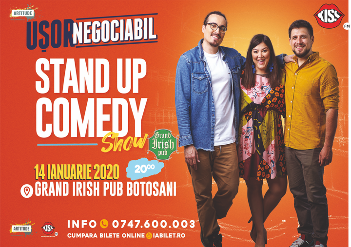 Botosani: Stand up comedy cu Banciu, Maria Popovici si Mincu ''Ușor negociabil''