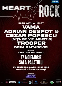 Concert caritabil HEART ROCK: Vama, Vița de Vie Acou2tic, Trooper și Dora Gaitanovici