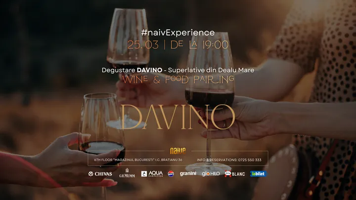 Wine&Food Pairing – Degustare DAVINO: Superlative din Dealu Mare