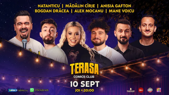 Stand-up cu Natanticu, Drăcea, Anisia, Cîrje, Alex Mocanu și Mane Voicu pe Terasa ComicsClub!