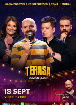 Stand-up cu Cristi Popesco, Toma, Maria Popovici și Mitran pe Terasa ComicsClub!