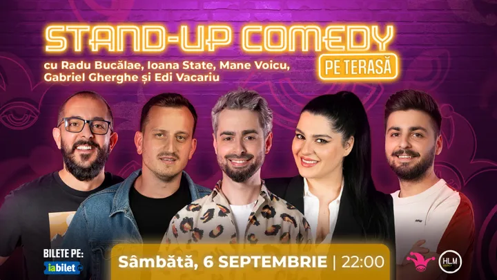 The Fool: Stand-up Comedy pe terasă cu Radu Bucălae, Ioana State, Mane Voicu, Gabriel Gherghe și Edi Vacariu