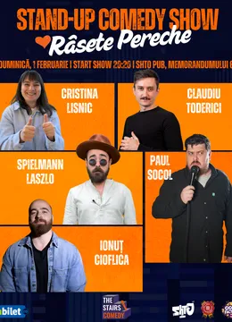 Cluj-Napoca: The Stairs Comedy | Râsete Pereche cu Paul Socol, Claudiu Toderici, Spielmann Laszlo, Ionuț Cioflica și Cristina Lisnic