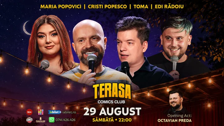 Stand-up cu Cristi Popesco, Toma, Maria Popovici și Dan Birtaș pe Terasa ComicsClub!