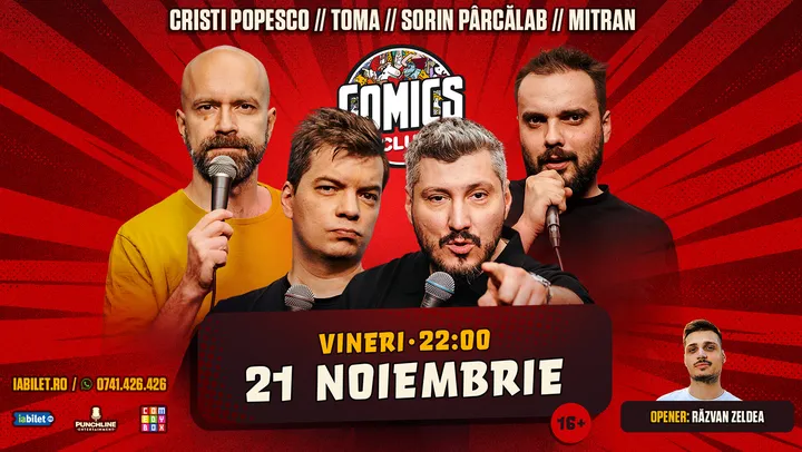 Stand-up cu Cristi Popesco, Toma, Sorin și Mitran la ComicsClub!