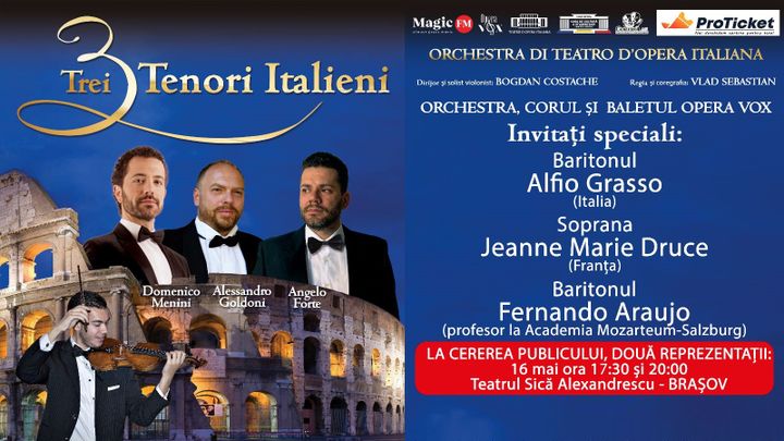 Brasov: Trei 3 Tenori Italieni | ora 17:30