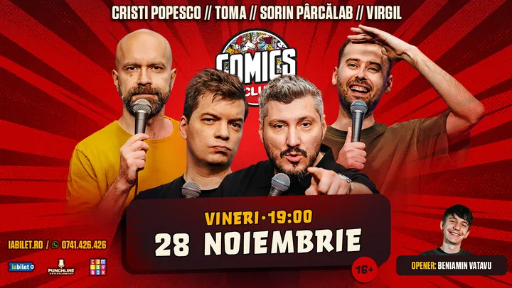 Stand-up cu Cristi Popesco, Toma, Sorin Pârcălab și Virgil la ComicsClub!