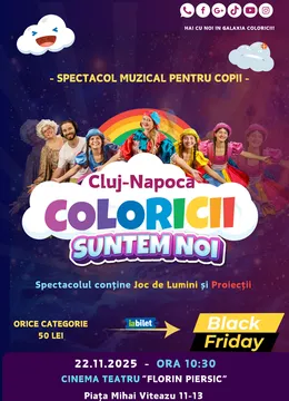 Cluj-Napoca: Spectacol muzical pentru copii: Coloricii suntem noi