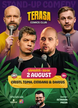 Stand-up cu Cristi Popesco, Toma, Andrei Ciobanu și Darius pe Terasa ComicsClub!