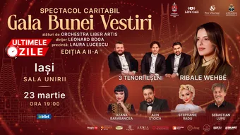 Iași: Ribale Wehbe & 3 Tenori Ieșeni la Gala Bunei Vestiri, spectacol caritabil