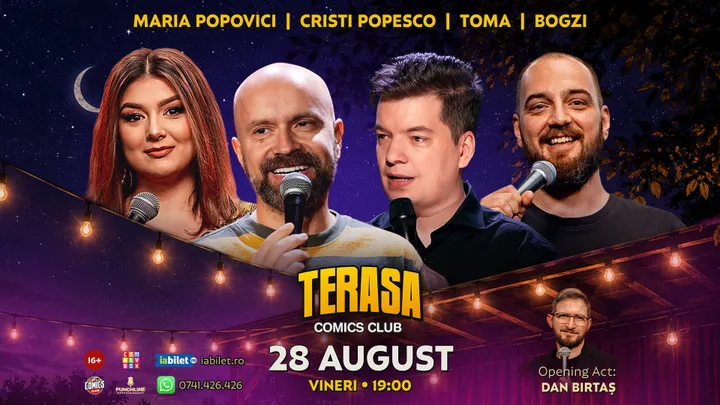 Stand-up cu Cristi Popesco, Toma, Maria Popovici și Bogzi pe Terasa ComicsClub!