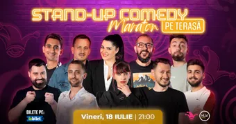 The Fool: Stand-up Comedy Maraton pe terasă cu: Ioana State, Mane Voicu, Gherghe, Cîrje, Florin, Dobrotă, Teodora Nedelcu, Geo Adrian, Claudiu Popa și George Dumitru