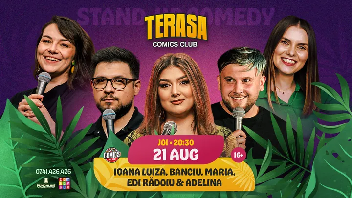 Stand-up cu Maria, Adelina, Banciu, Ioana Luiza și Edi pe Terasa ComicsClub!