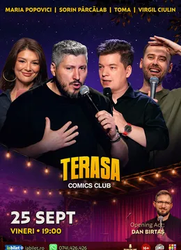 Stand-up cu Cristi Popesco, Toma, Sorin Pârcălab și Virgil pe Terasa ComicsClub!