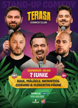 Stand-up cu Natanticu, Andrei Ciobanu, Raul Gheba, Bogdan Mălăele și Păune pe Terasa ComicsClub!