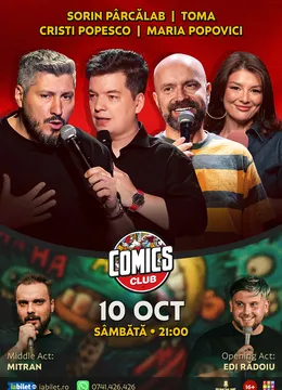 Stand-up cu Cristi Popesco, Toma, Sorin Pârcălab, Maria Popovici și Mitran la ComicsClub!