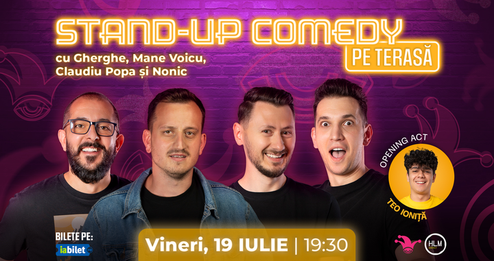 The Fool: Stand-up comedy pe terasă cu Gabriel Gherghe, Mane Voicu, Claudiu Popa și Bogdan Nonic