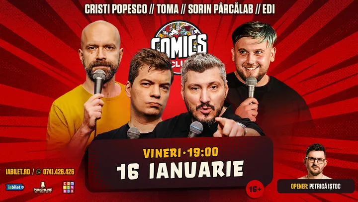 Stand-up cu Cristi Popesco, Toma, Sorin Pârcălab și Edi Rădoiu la ComicsClub!