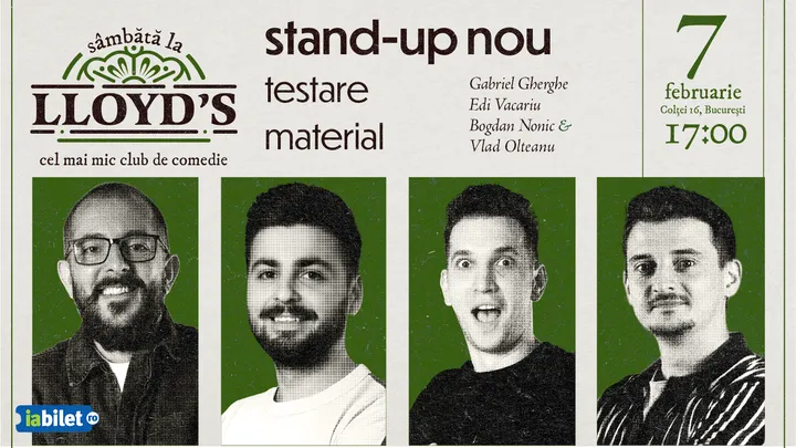 Lloyd's: Stand-up Nou, testare material cu Gherghe, Edi Vacariu, Gabriel Dumitriu și Vlad Olteanu