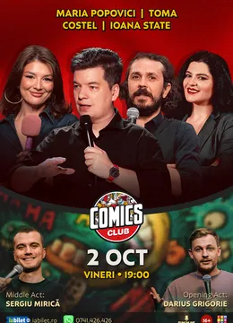 Stand-up cu Toma, Costel, Ioana State, Maria Popovici și Mirică la ComicsClub!