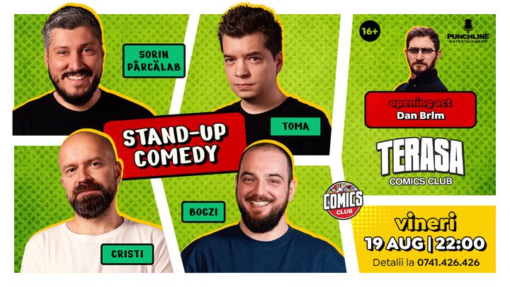 Stand-up cu Cristi, Toma, Sorin și Bogzi pe Terasa ComicsClub!