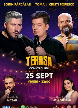 Stand-up cu Cristi Popesco, Toma, Sorin Pârcălab și Mitran pe Terasa ComicsClub!
