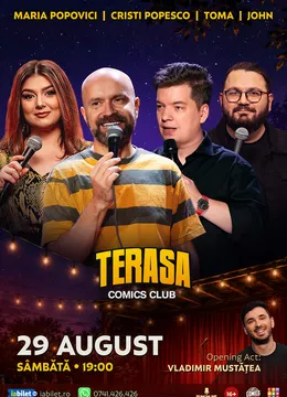 Stand-up cu Cristi Popesco, Toma, Maria Popovici și John pe Terasa ComicsClub!