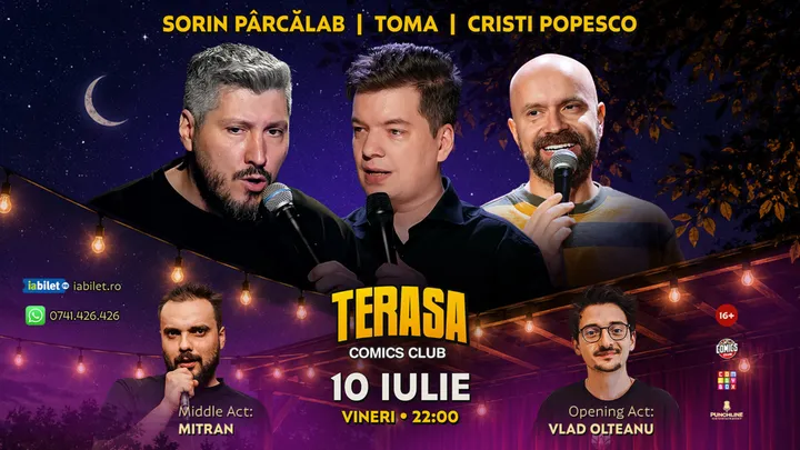 Stand-up cu Cristi Popesco, Toma, Sorin și Mitran pe Terasa ComicsClub!