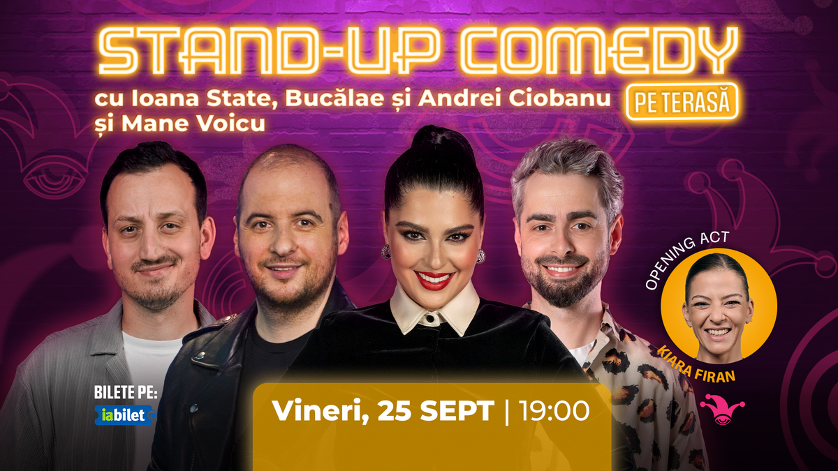 The Fool Terasa: Stand-up comedy cu Ioana State, Bucălae, Mane Voicu și Andrei Ciobanu