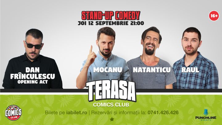Stand-up cu Mocanu, Natanticu și Raul Gheba pe Terasa Comics Club