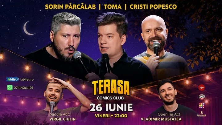 Stand-up cu Cristi Popesco, Toma, Sorin și Virgil pe Terasa ComicsClub!