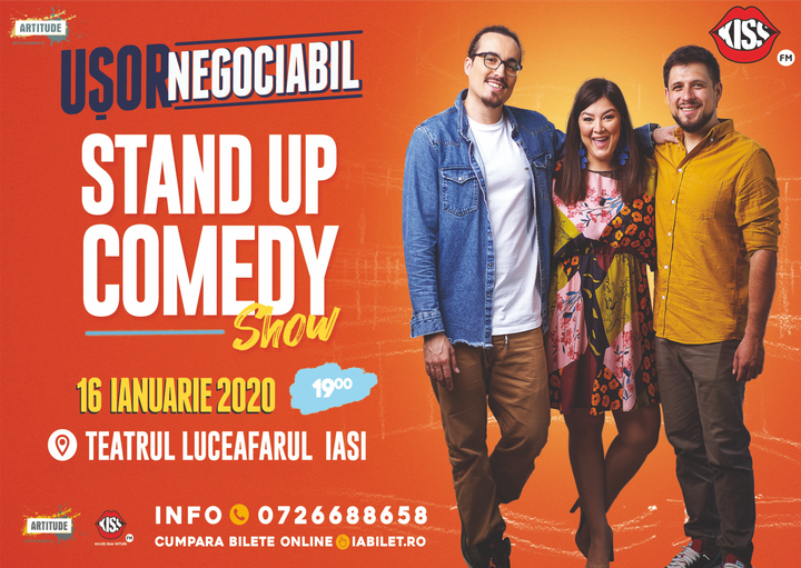 Iași: Stand up comedy cu Banciu, Maria Popovici si Mincu ''Ușor negociabil''