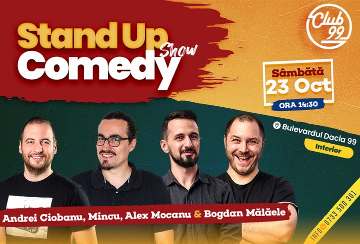 Stand up comedy la Club 99 cu Andrei Ciobanu, Mincu, Alex Mocanu si Bogdan Malaele