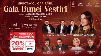 Iași: Ribale Wehbe & 3 Tenori Ieșeni la Gala Bunei Vestiri, spectacol caritabil